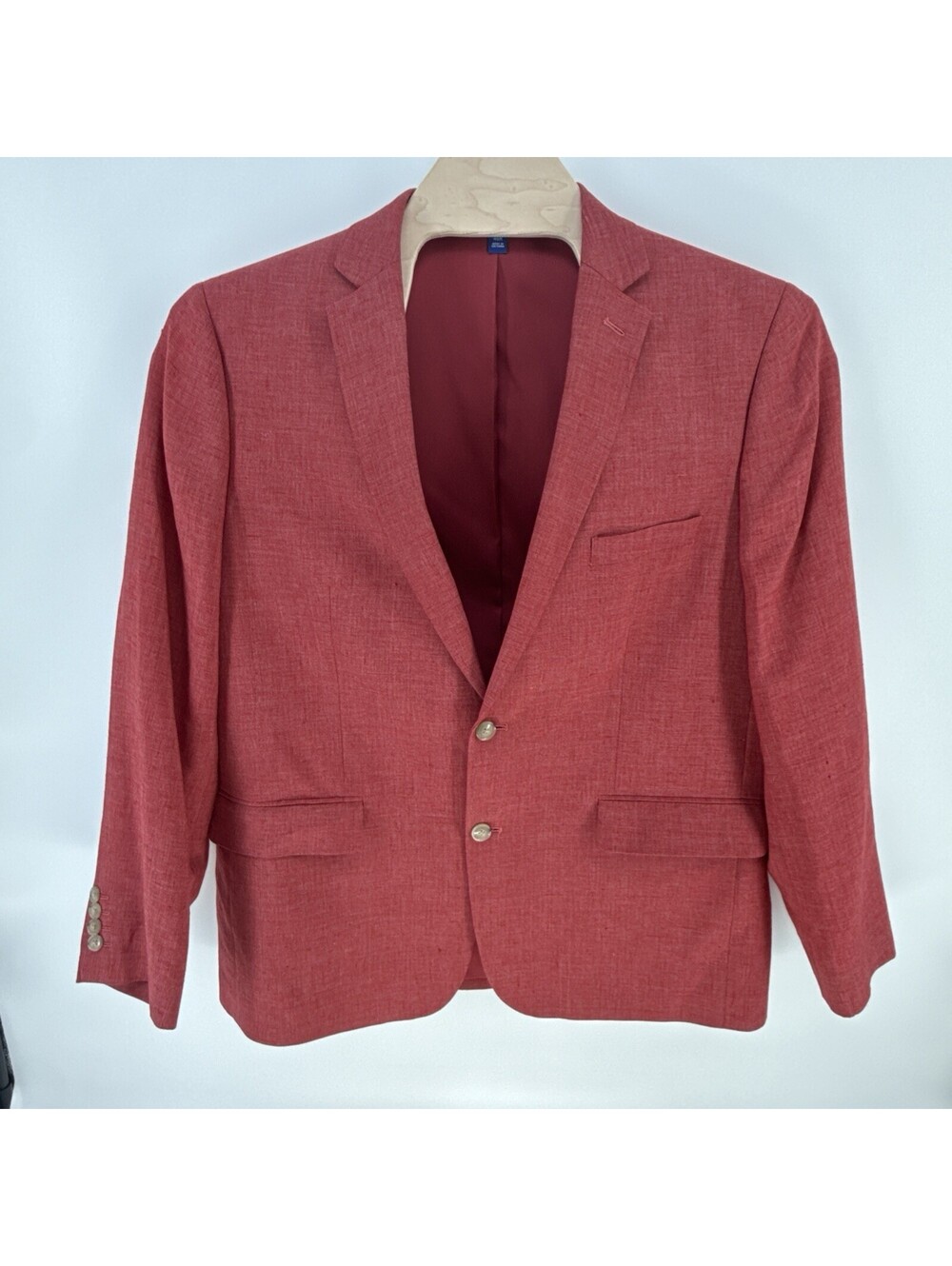 APT9 Slim Fit Red Linen Blend Nantucket Preppy Two Button Sport Jacket 46R